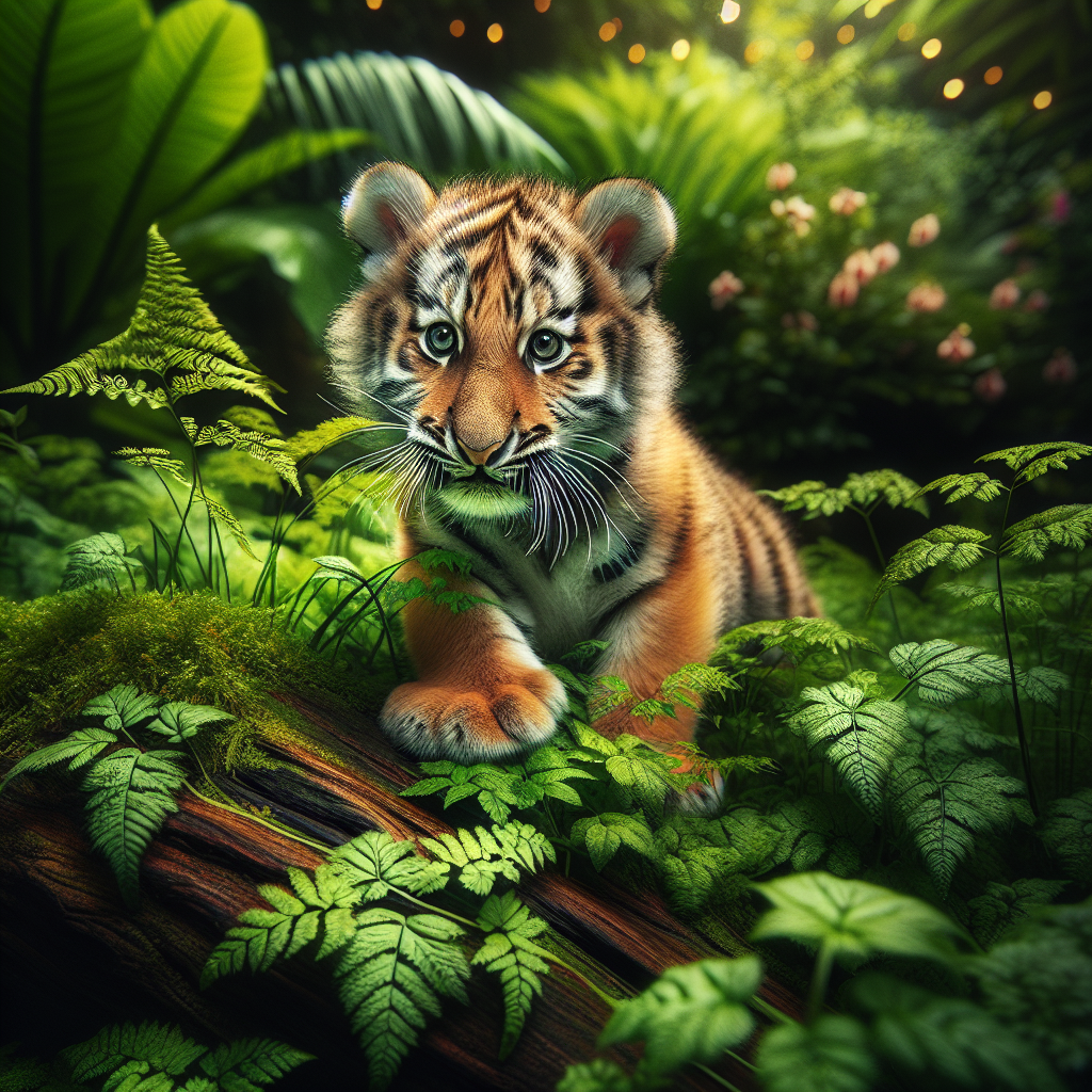 Tigre jovem explorando