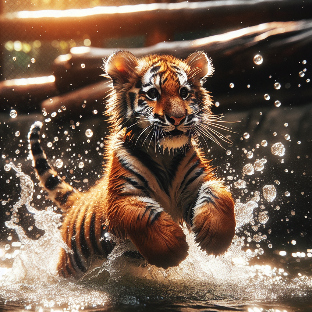 Tigre brincando na água